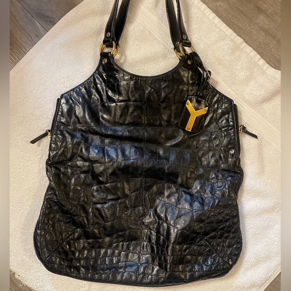 RARE YSL Tribute Tote embossed alligator skin